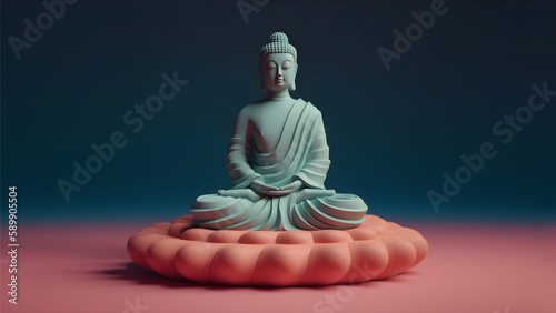 Statue of Buddha in meditation digital render
