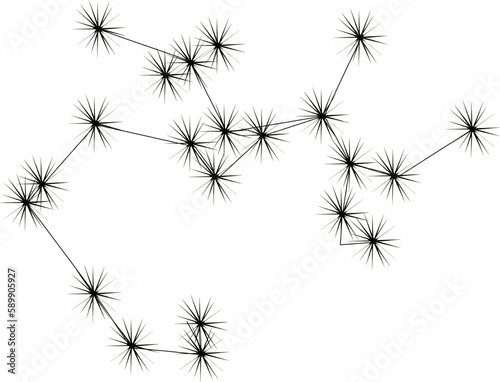 Sagittarius Zodiac Star sign star Constellation  black vector line drawing
