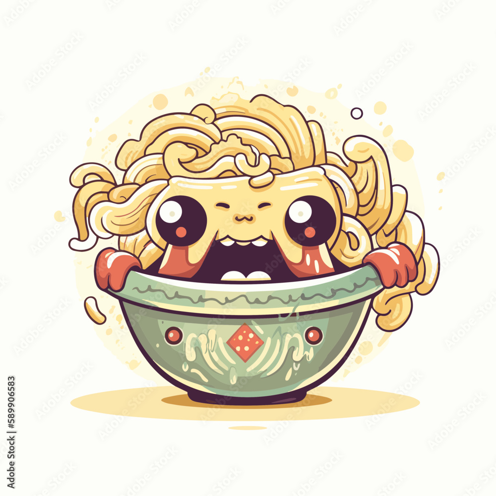 noodle in bowl character vector illustration noodle in bowl character vector illustration