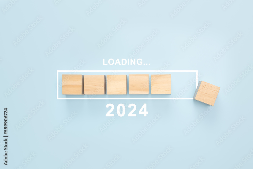 2024 banner. 2024 New Year Loading. New goals and plans for future in