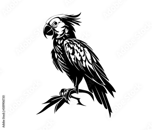 Parrot Face, Silhouettes Parrot Face SVG, black and white Parrot vector