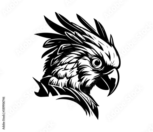 Parrot Face, Silhouettes Parrot Face SVG, black and white Parrot vector