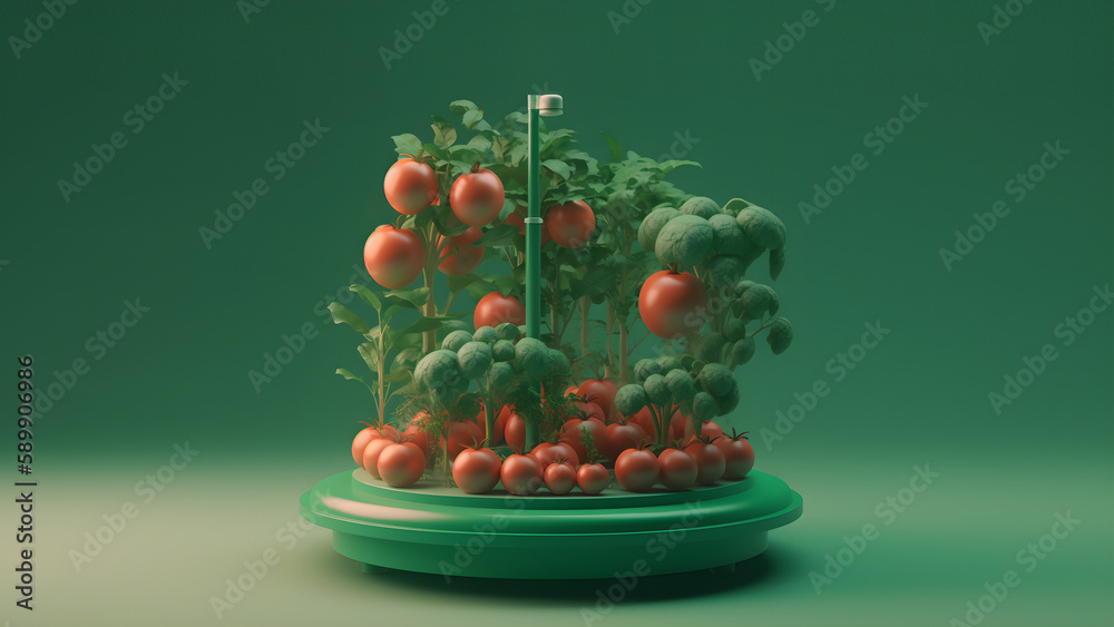 Tomatoes growing on the vine digital render Tomatoes growing on the vine digital render