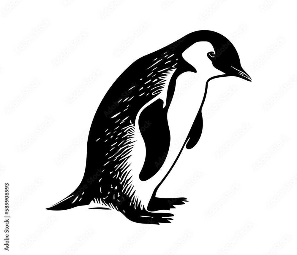 Obraz premium Penguin Face, Silhouettes Penguin Face SVG, black and white Penguin vector