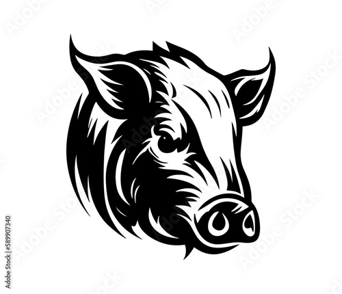 Wallpaper Mural Pig Face, Silhouettes Pig Face SVG, black and white Pig vector Torontodigital.ca