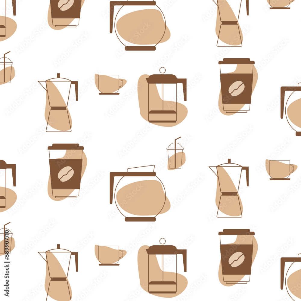 Pattern with illustrations on the theme of coffee Pattern with illustrations on the theme of coffee