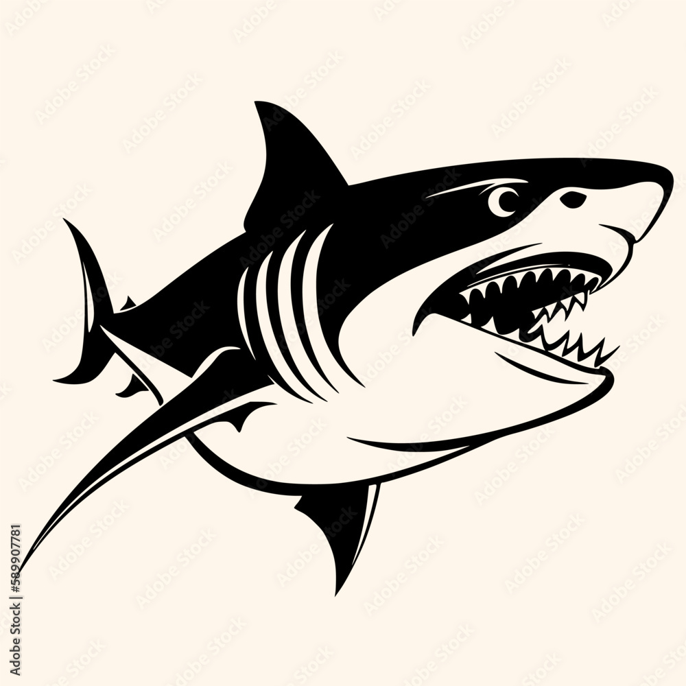 Shark vector for logo or icon, drawing Elegant minimalist style,abstract style Illustration Shark vector for logo or icon, drawing Elegant minimalist style,abstract style Illustration