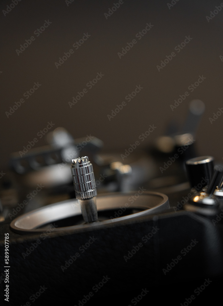 drone flight radio controller on black background drone flight radio controller on black background