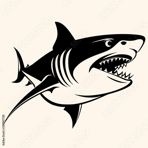 Shark vector for logo or icon  drawing Elegant minimalist style abstract style Illustration