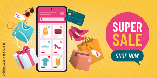 Online shopping app promotion banner