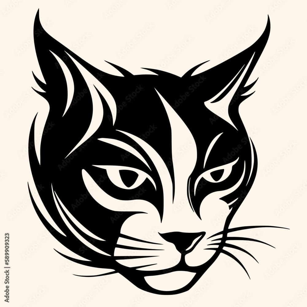 Obraz premium Cat vector for logo or icon, drawing Elegant minimalist style,abstract style Illustration