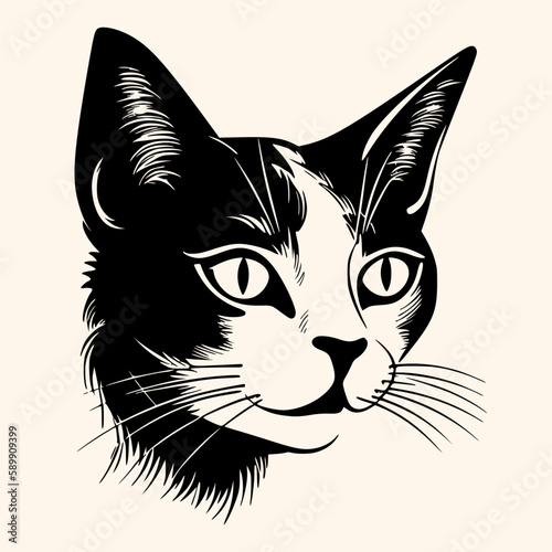 Cat vector for logo or icon, drawing Elegant minimalist style,abstract style Illustration