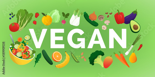 Vegan food and plant based diet concept