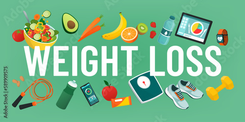Weight loss concept with objects