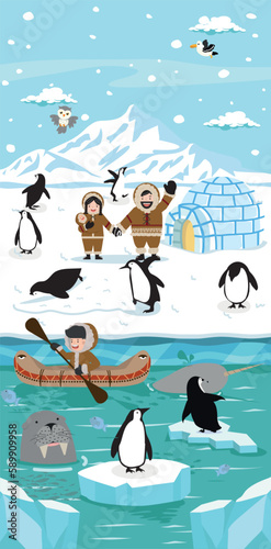 Cartoon nature North pole Arctic background