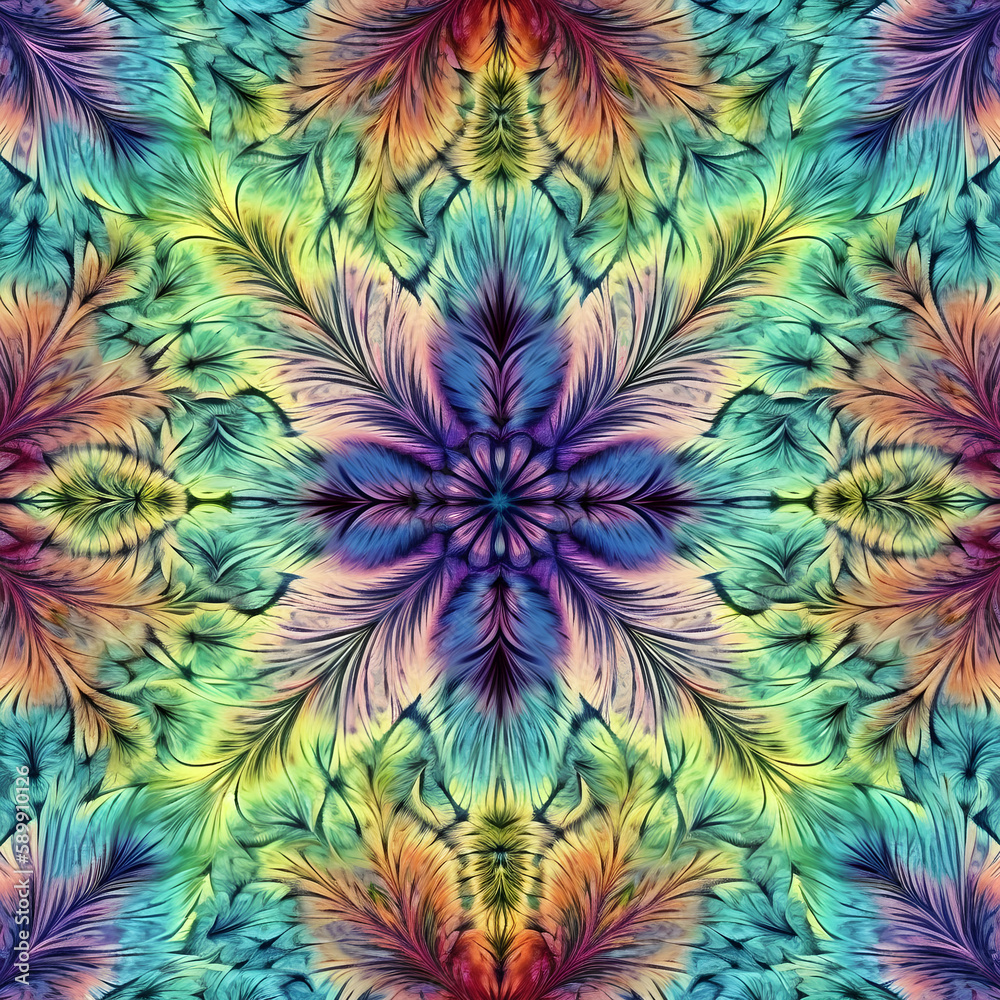 Seamless Tie Dye Floral Pattern 