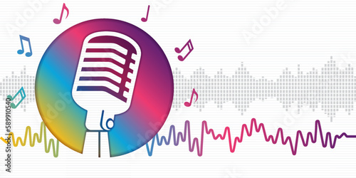 Colorful vibrant podcast background illustration