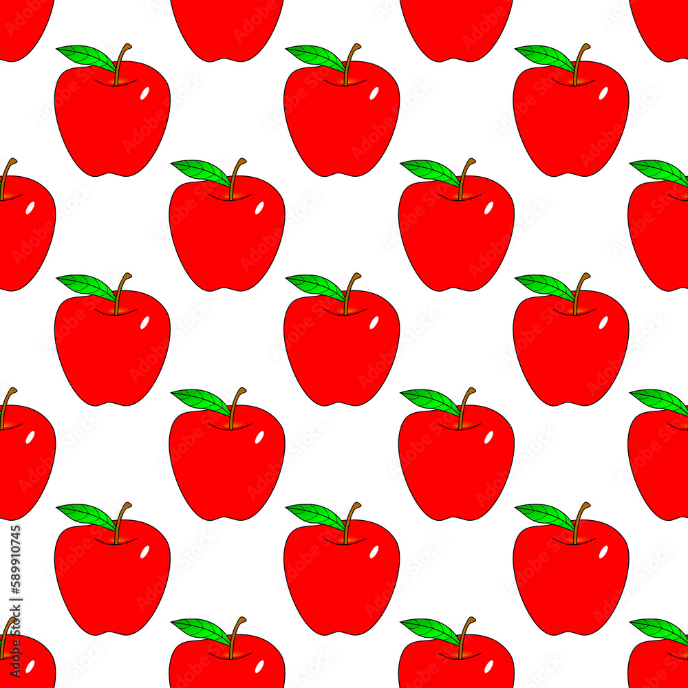 Seamless red apple pattern. On the white. Fruit background. Seamless red apple pattern. On the white. Fruit background.