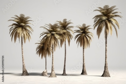 three palm trees standing together. Generative AI