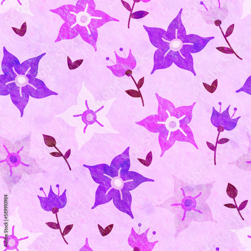 Seamless background with simple floral ornament. Design for packaging, postcards. Printing on fabric and paper.