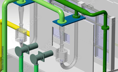 lube oil turbine system 3D illustration