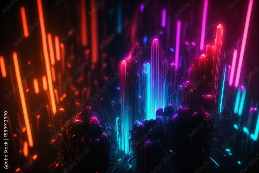 Abstract background with glowing neon lines for a visually stunning and modern aesthetic, Generative AI