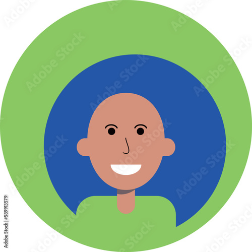 Hombre calvo en círculo verde