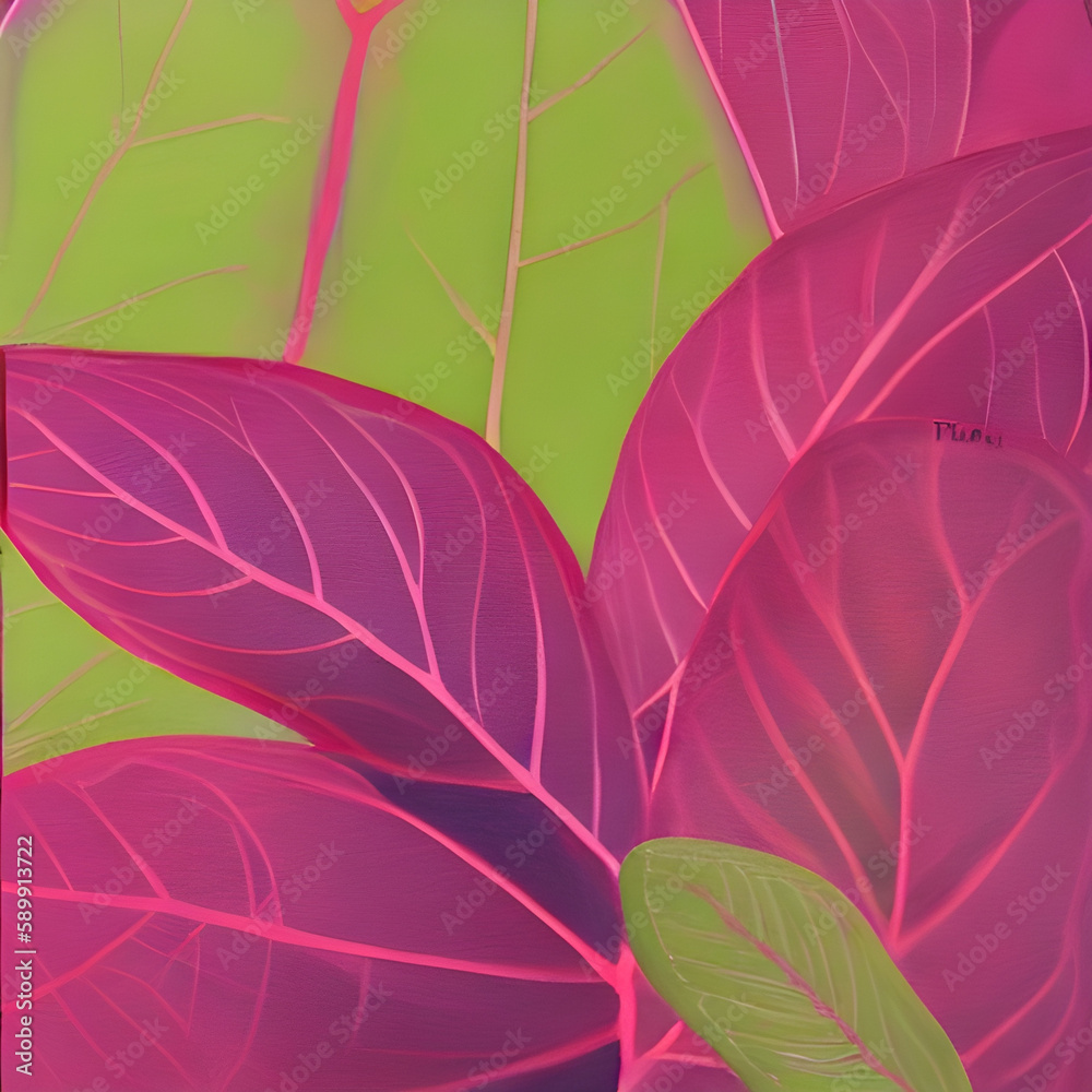 pink leaves with the combination of green