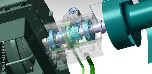 lube oil turbine system 3D illustration