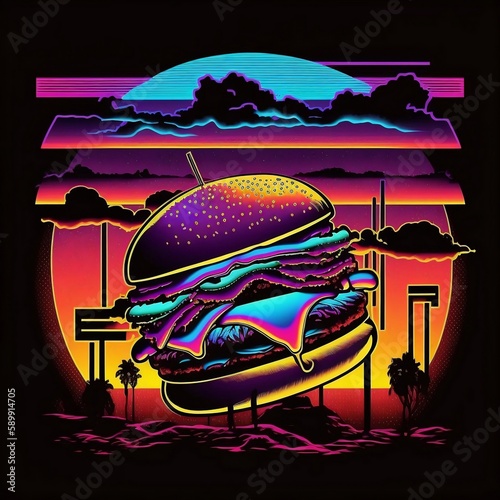 Burger-Time: Colorful Delicious Burger During Sunset