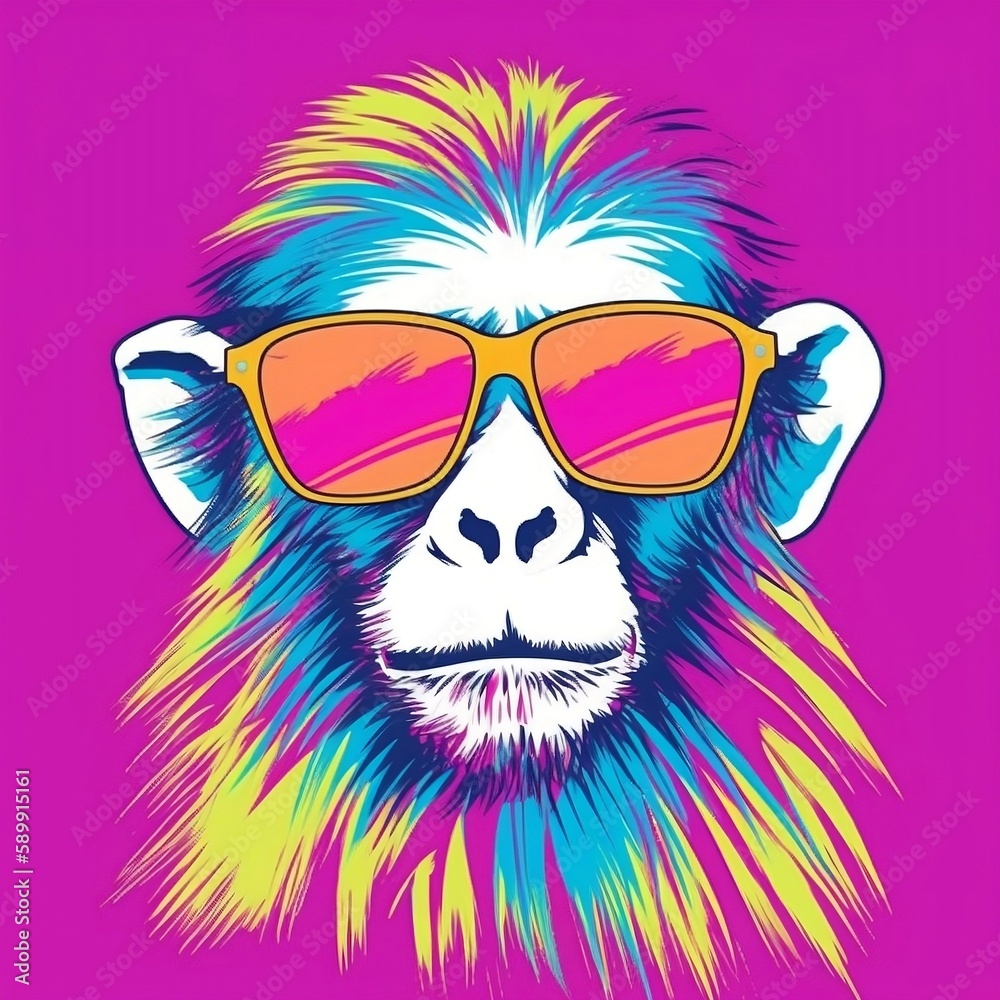 Chillin' Like a Monkey: Colorful Primate with Sunglasses