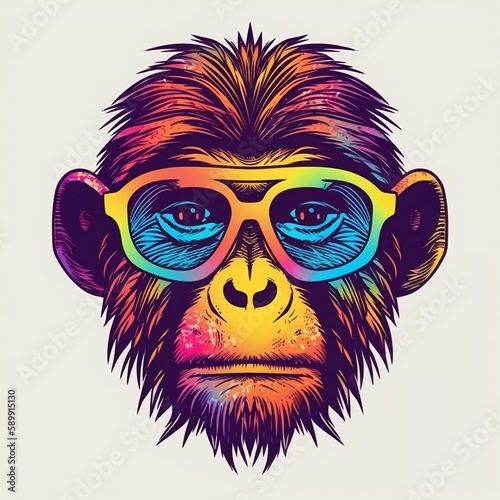 Chillin' Like a Monkey: Colorful Primate with Sunglasses