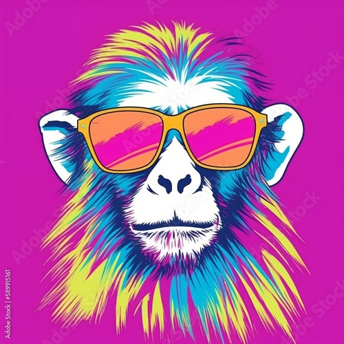 Chillin' Like a Monkey: Colorful Primate with Sunglasses © DitchDaBoss