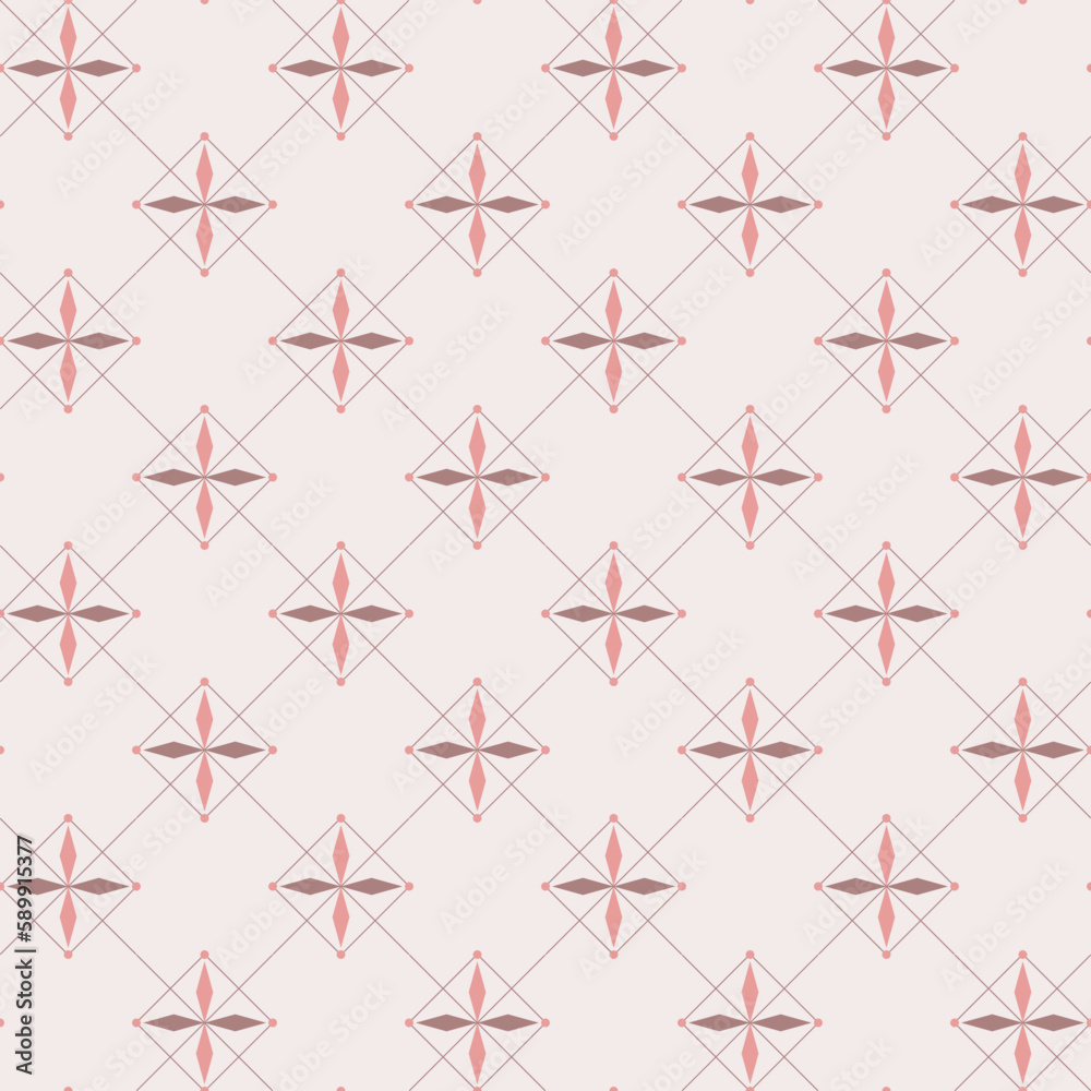 Light pink and dark pink color cross in squares frame on a pink background with diagonal line. It is a seamless pattern that looks neat, clean and beautiful. Light pink and dark pink color cross in squares frame on a pink background with diagonal line. It is a seamless pattern that looks neat, clean and beautiful.