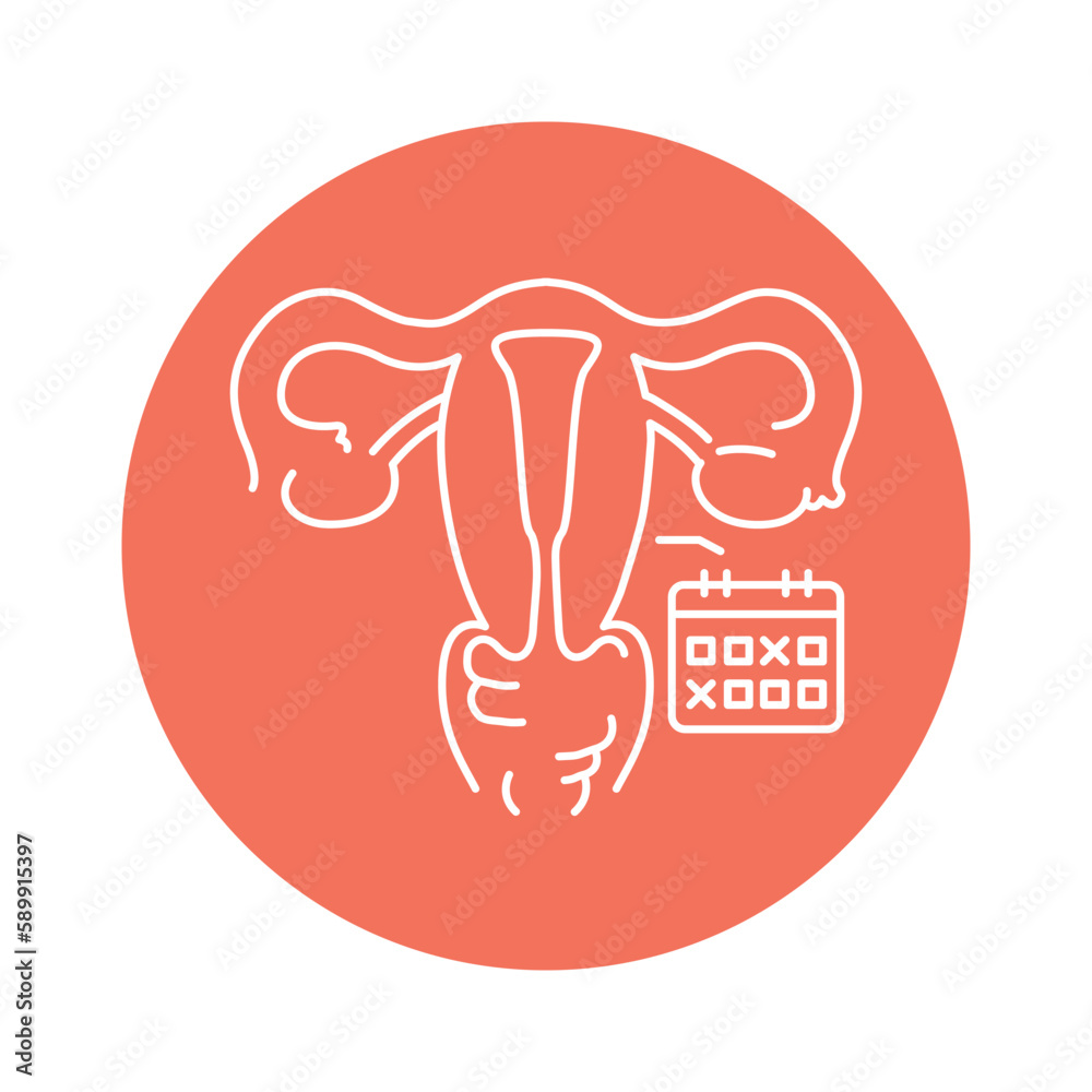 Uterine myoma color line icon. Gynecology problem