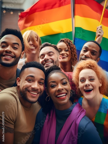 group of people holding a flag, PRIDE