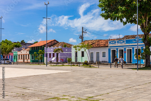 Typical houses of Marechal Deodoro around the church square photo