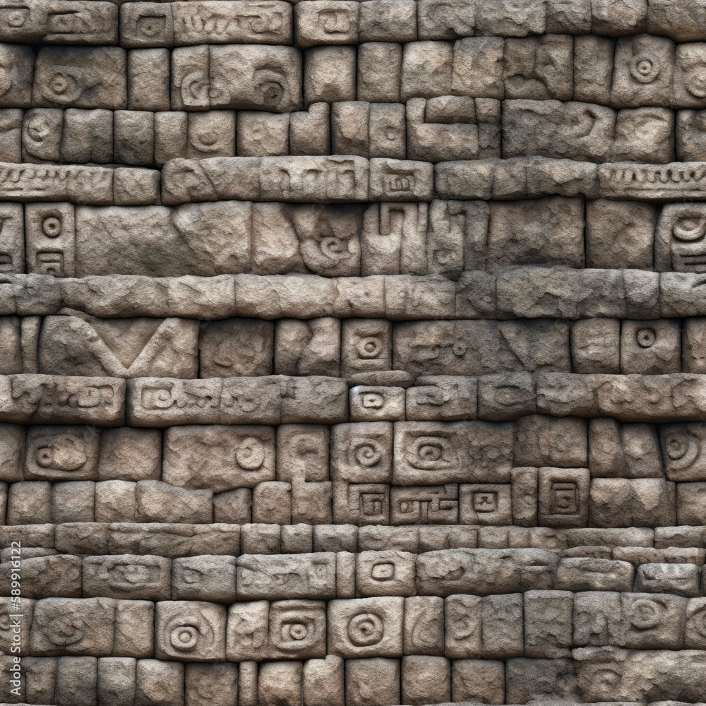 ancient Mayan stone wall tile 1 - Repeating Tile