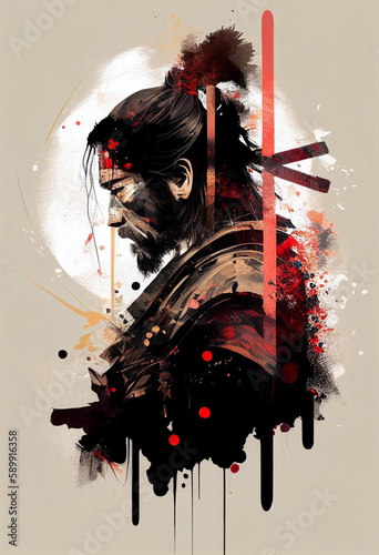 the samurai spirit - modern,abstract samurai artwork