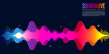 colorful vibrant sound wave in dark blue background