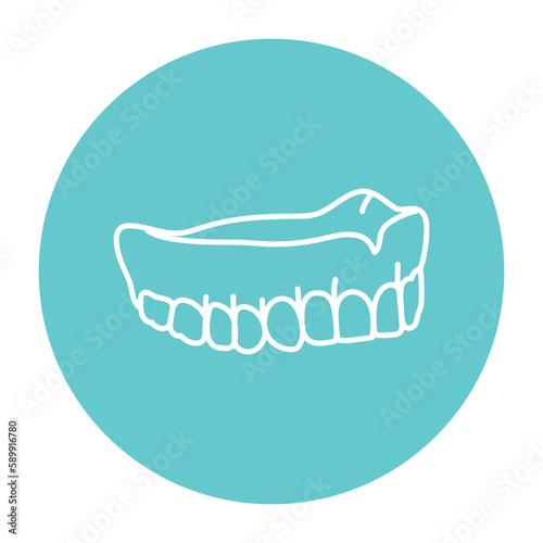 False teeth line icon. Dental prosthetic.