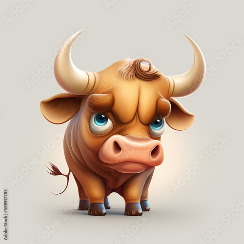 Bull Cartoon Illustration. Generative AI