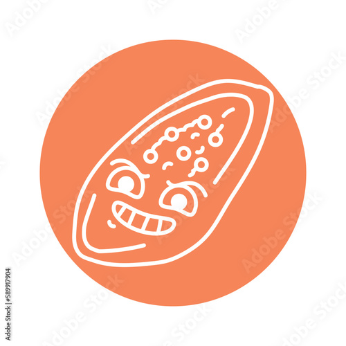 Evil papaya color line icon. Mascot of emotions