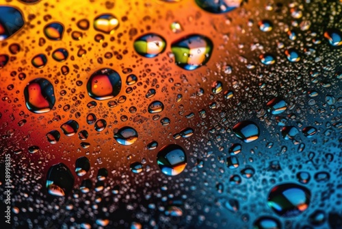 Close-Up Water Droplets on a Surface. Generative AI