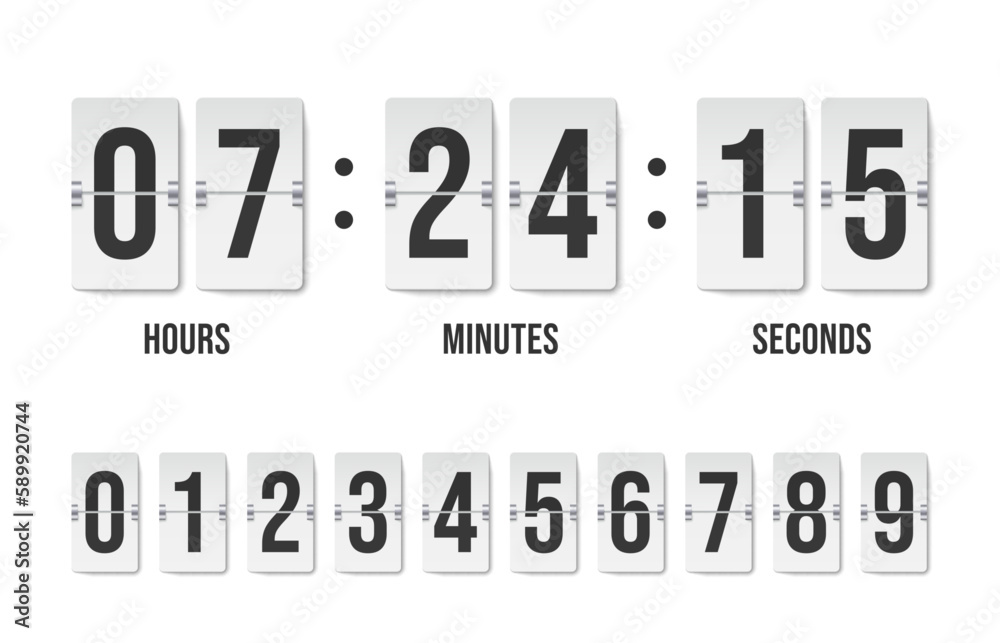 Countdown timer. Mechanical analog flip clock with number indicator