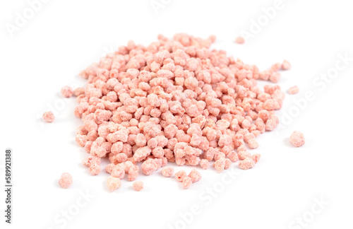 Fertiliser NH4H2PO4 NH4NO3 KCl isolated on white background