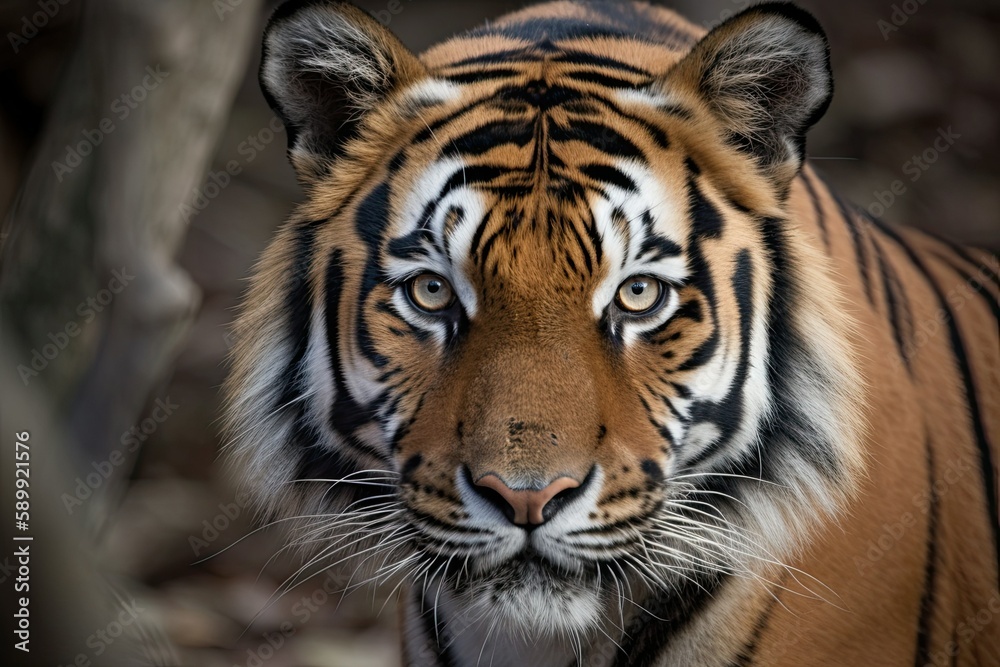 Royal Bengal Tiger staring into the camera, India Sundarbans, Endangered animals, Generative AI