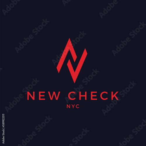 Check logo. Minimalist Modern Letter N Check Logo Luxury 