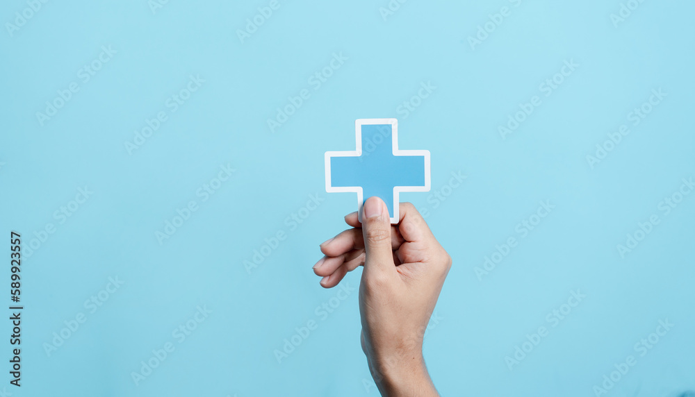 Health insurance concept. people hands holding plus and healthcare medical icon, health and access to welfare health concept. Health insurance concept. people hands holding plus and healthcare medical icon, health and access to welfare health concept.