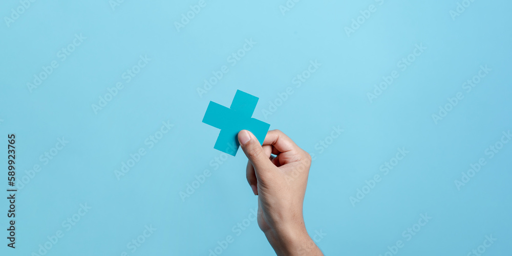 Health insurance concept. people hands holding plus and healthcare medical icon, health and access to welfare health concept. Health insurance concept. people hands holding plus and healthcare medical icon, health and access to welfare health concept.